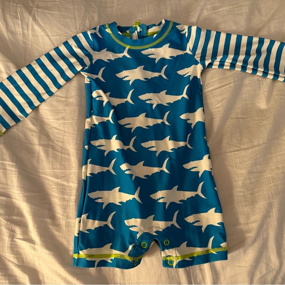 Hatley One Piece Blue Shark Print Kids Swimwear - Size 6-9 Months